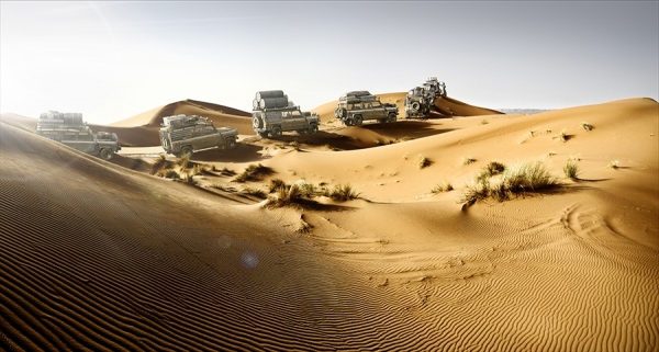 Photograph Tom Wittkemper Landrover Camel Desert Crossing on One Eyeland